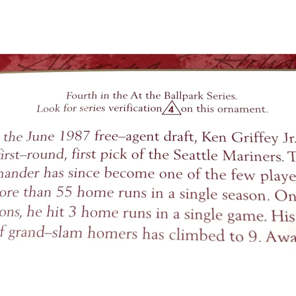 Ken Griffey Jr. Seattle Mariners 1999 Hallmark Keepsake Christmas Ornament NIB